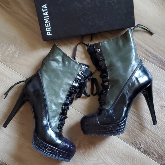 2die4 Premiata Lux Militaire Leather Boots - Picture 1 of 16